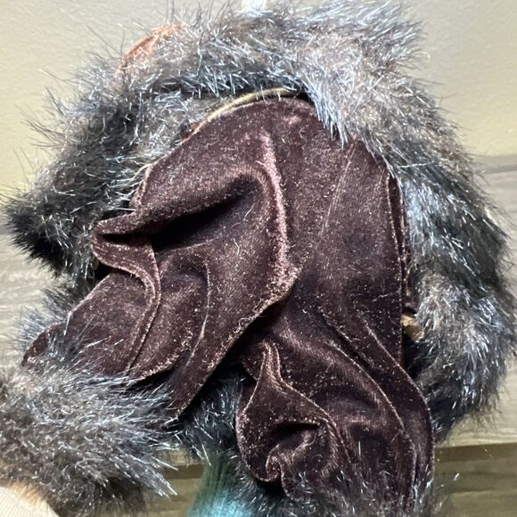 Christmas Santa Elf Fairy Shelf Sitter 16” Brown Fur Rustic Woodsy - Picture 5 of 6